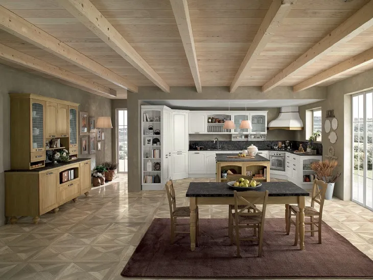 Cucina Classica Mida 03 in legno naturale Bianco di Colombini Casa Artec