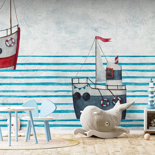 Carta da parati per camerette The Boats di Instabilelab