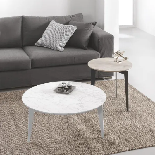 Tavolino rotondo Nordic con top in Marmo di Pezzani