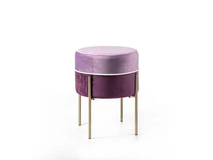 Pouf Burmy in velluto viola e lilla con struttura in metallo di Stones