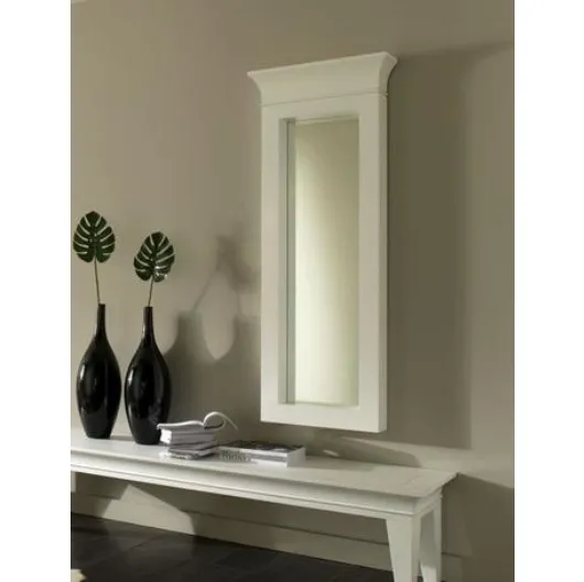 Specchio con capitello con cornice in legno laccato bianco di Stones