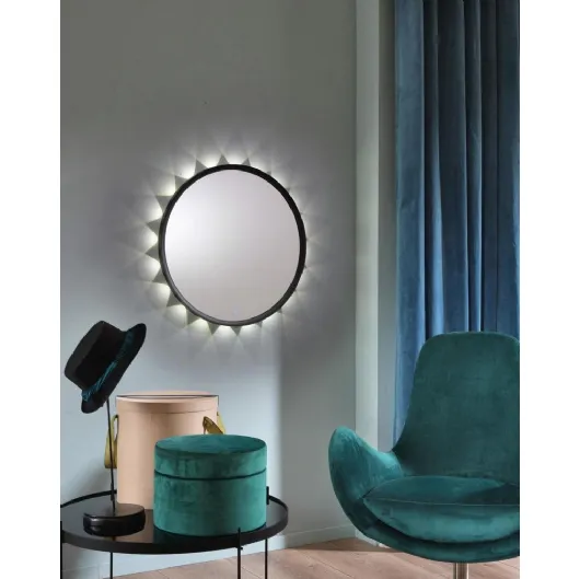 Specchio da parete con luce LED e cornice in alluminio color antracite Oled di Stones