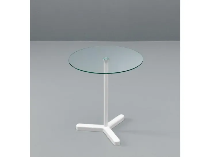 Tavolino rotondo con top in vetro temperato e base in metallo verniciato Tako di Stones