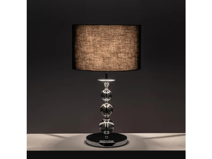 Lampada da tavolo Giuditta in plexiglass con paralume in tessuto nero e base in metallo di Stones