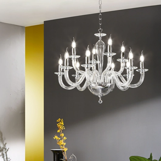 Lampada a sospensione Ravel in vetro di Ondaluce