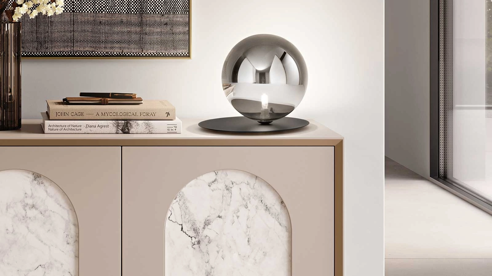 Lampada da tavolo Snail in vetro soffiato e metallo di Ondaluce