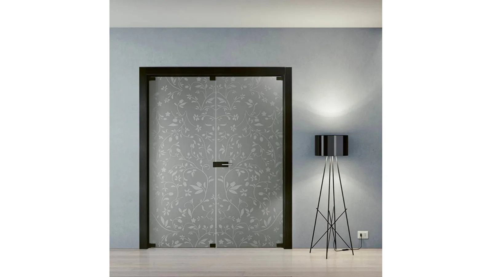 Porta per interni Alaska 3260 in vetro satinato sabbbiato con cornice in Rovere laccato di BiHome