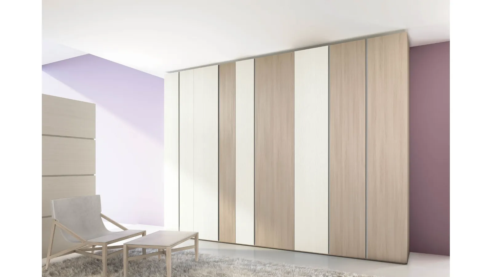 Armadio Anta Battente in laccato opaco e legno 17D di Ferrimobili