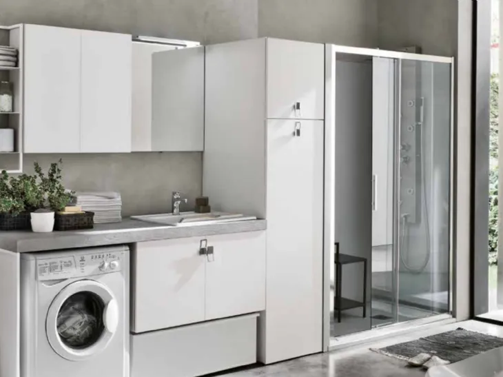 Mobile da Bagno con pensile in metallo Lavanderia-LV-06 Artesi