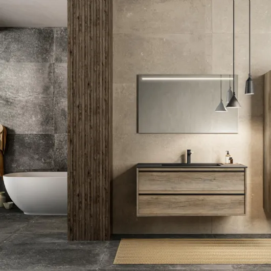 Mobile da Bagno sospeso in essenza vintage avana Magik 01 di GB Group