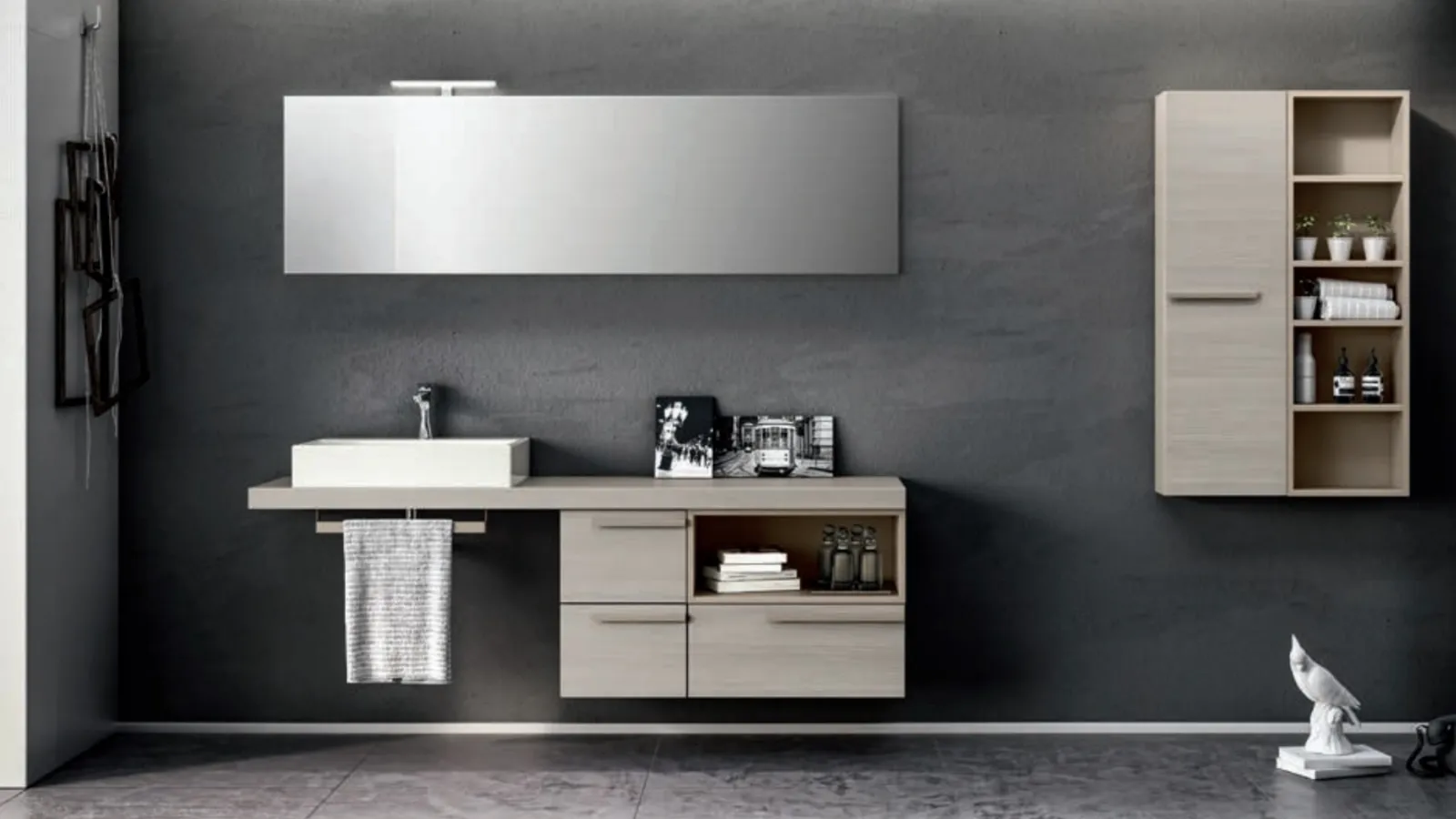 Mobile da Bagno sospeso in essenza rovere silver Matrix 06 di GB Group