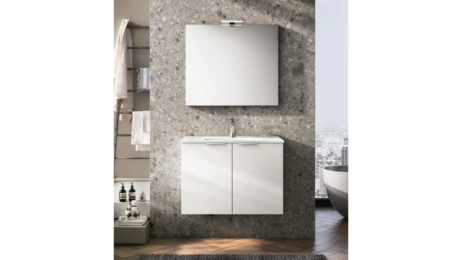 Mobile da Bagno sospeso in laccato bianco opaco Sunlight 03 di GB Group