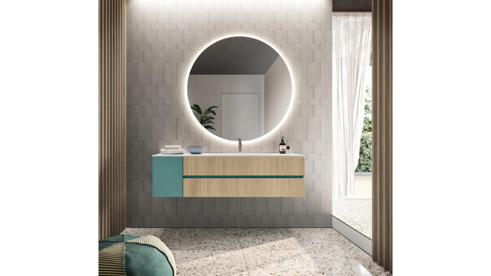 Mobile da Bagno sospeso in essenza rovere e laccato opaco Wild 02 di GB Group