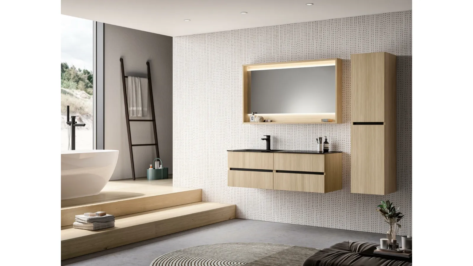 Mobile da Bagno sospeso in laminato essenza rovere wild 03 di GB Group