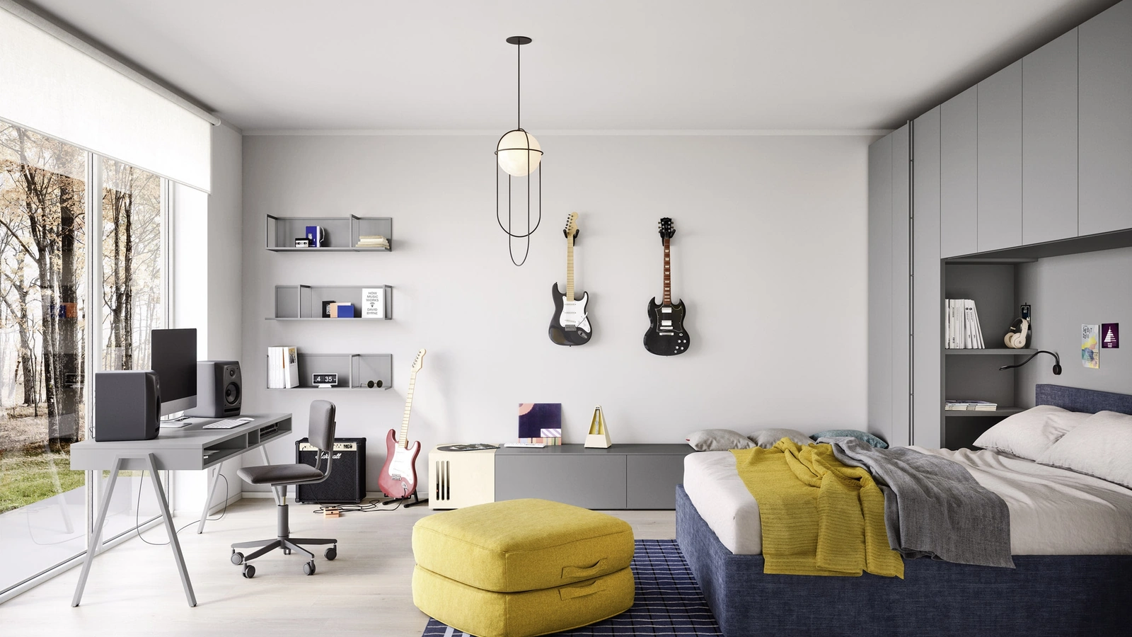 Cameretta a ponte con letto matrimoniale Arial di Nidi