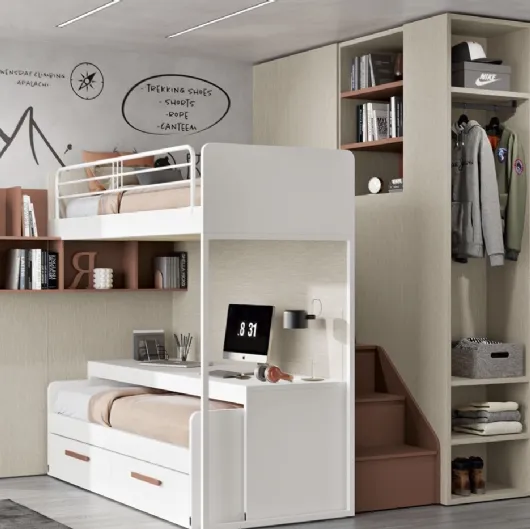 Cameretta 106 a soppalco con letto scorrevole di Ferrimobili