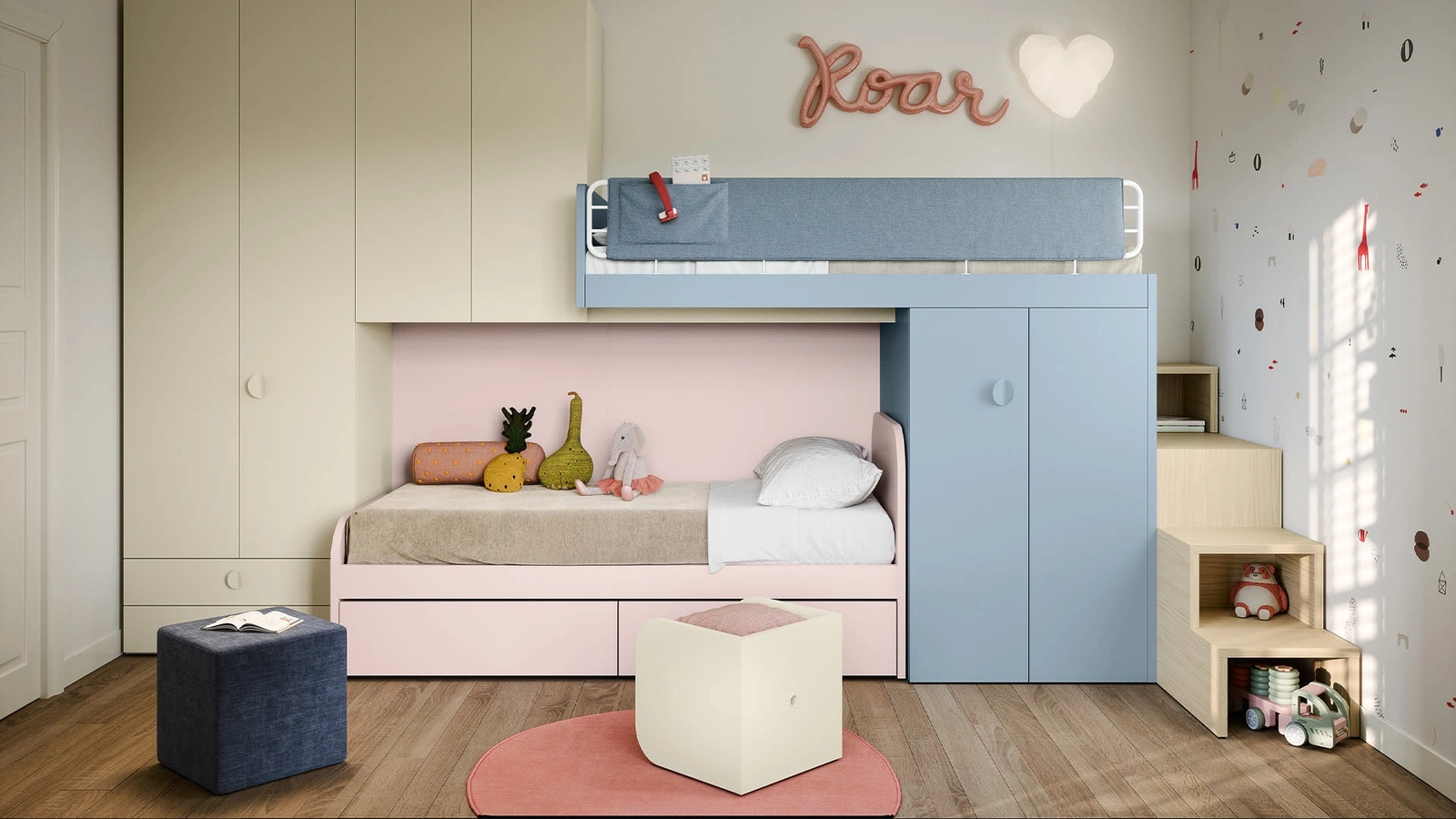 Cameretta con letti a soppalco di Nidi