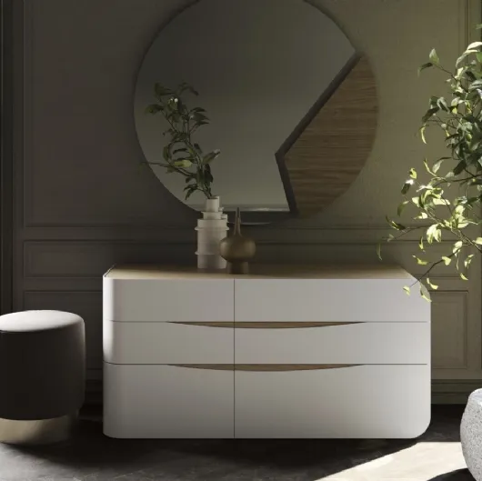 Comò Eikon laccato opaco con struttura in Quercia di Voltan