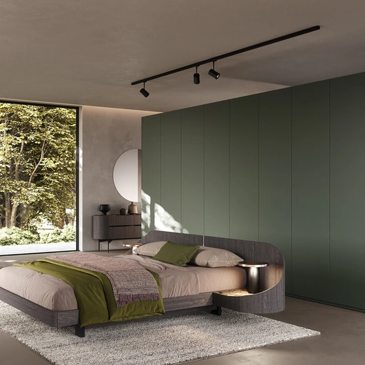 Letto in legno di quercia Ottanta con contenitore di Voltan