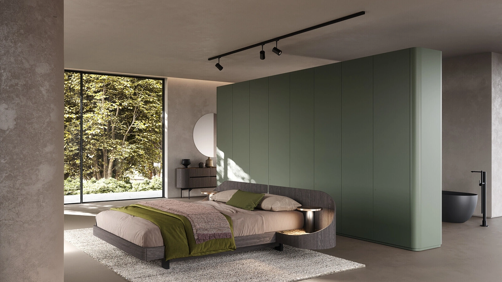 Letto in legno di quercia Ottanta con contenitore di Voltan