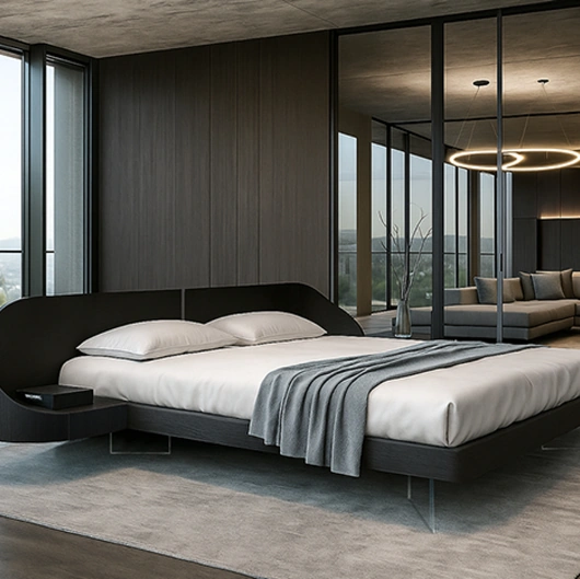 Letto Ottanta laccato nero di Voltan