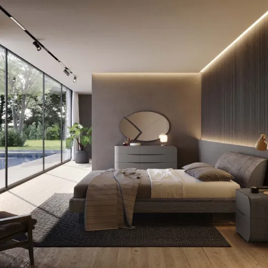 Letto Prestige Legno in velluto imbottito di Voltan