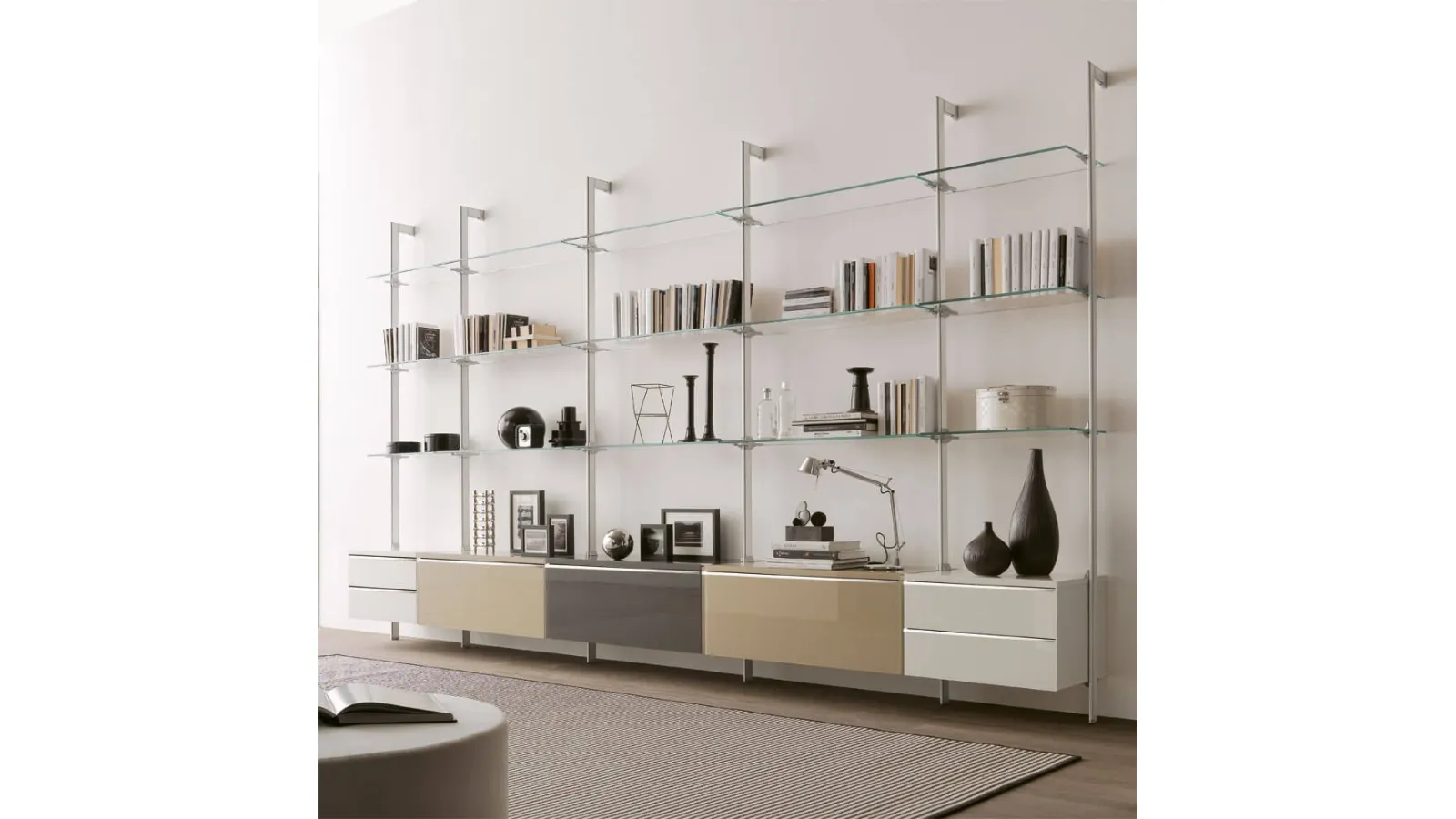 Libreria Clark in metallo e vetro di Ponti Terenghi