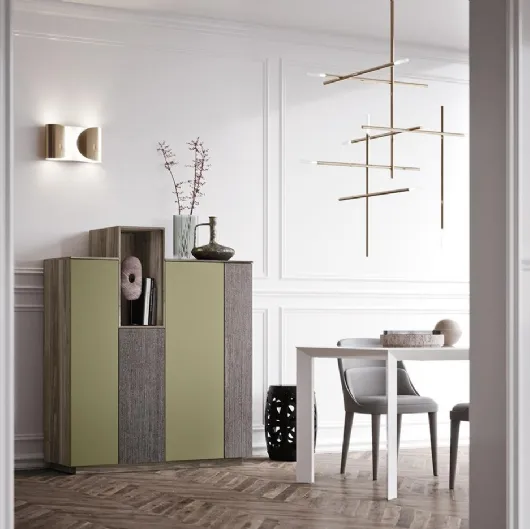 Madia Alta Horizon Tetris 959 in laccato opaco e legno di Mobilgam