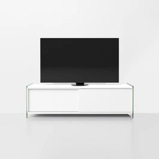 Mobile Porta Tv in laminato con fianchi in vetro temperato Byblos 02 di Pezzani