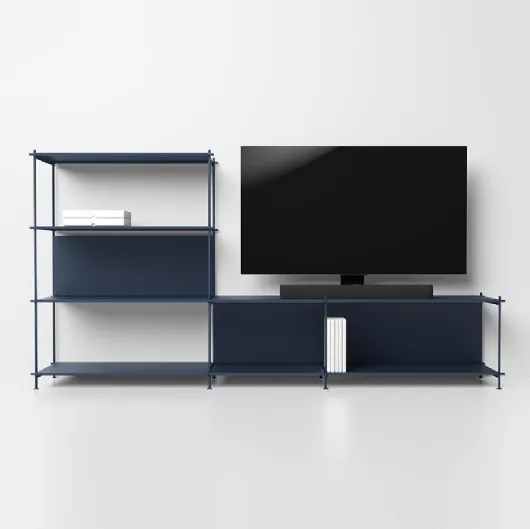 Mobile Porta Tv componibile in acciaio e laminato Musa 02 di Pezzani