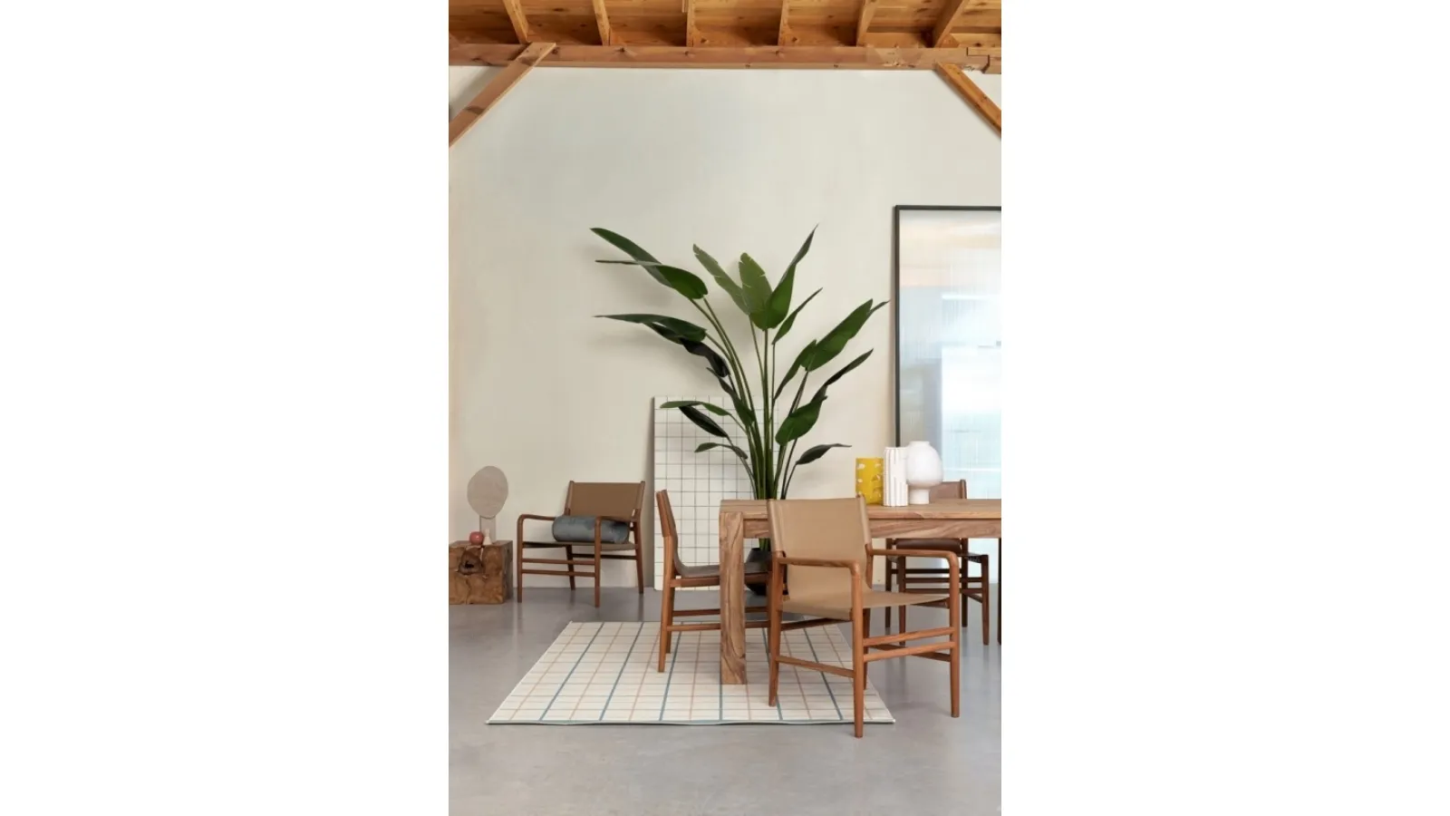 Poltroncina in pelle e teak Caroline di Bizzotto