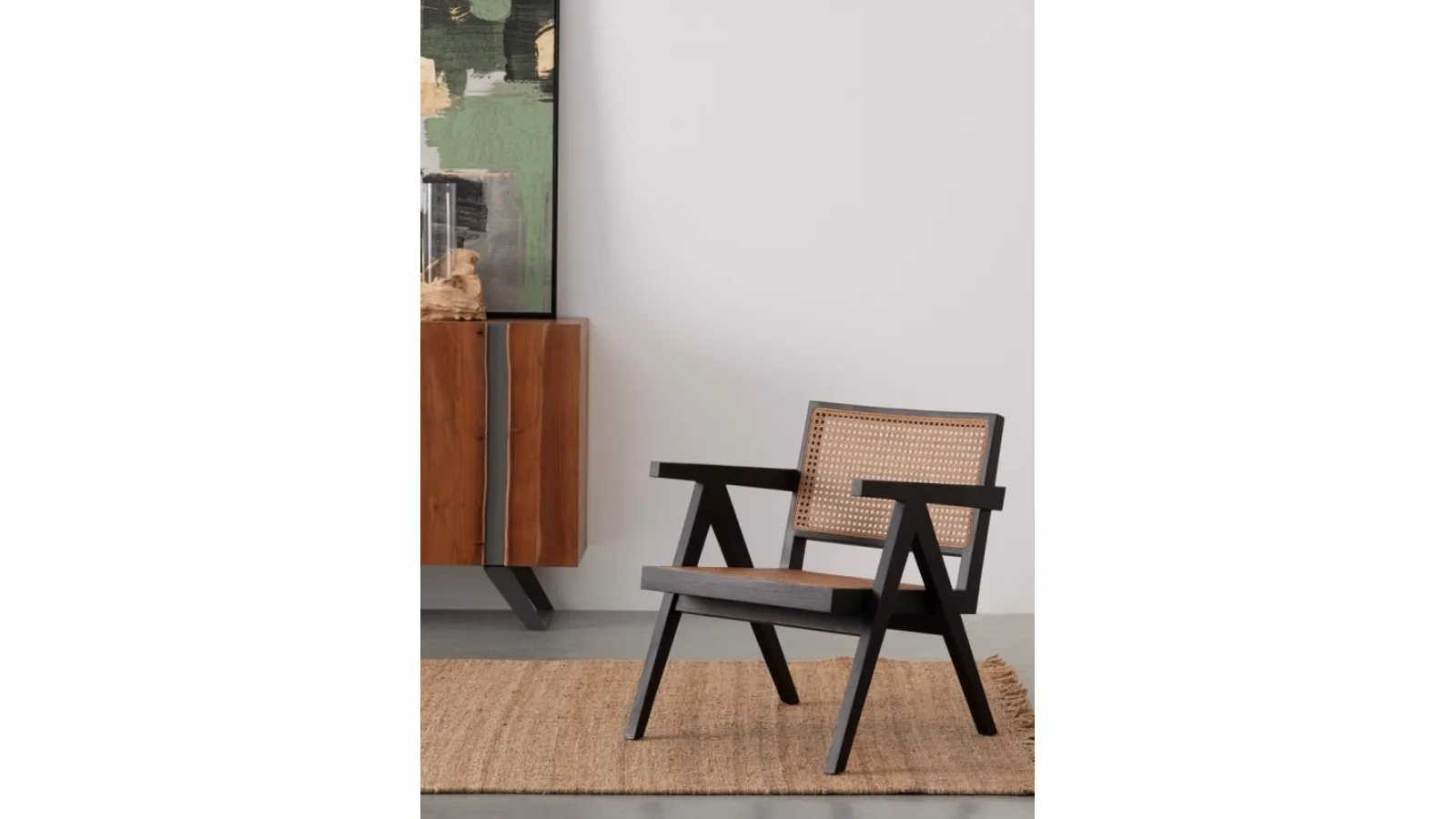 Poltroncina Galia in legno e rattan di Bizzotto