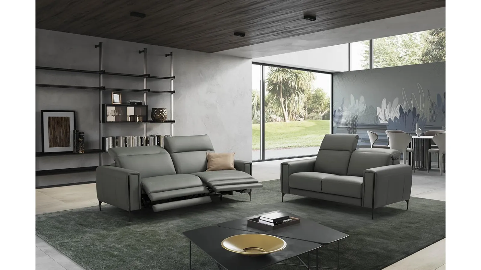 Divano relax lineare in pelle Gary di Egoitaliano