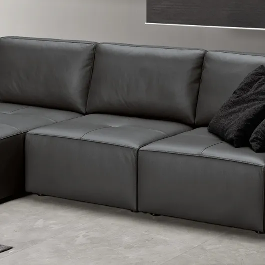 Divano relax lineare in pelle con sedute estraibili Klauss di Excò