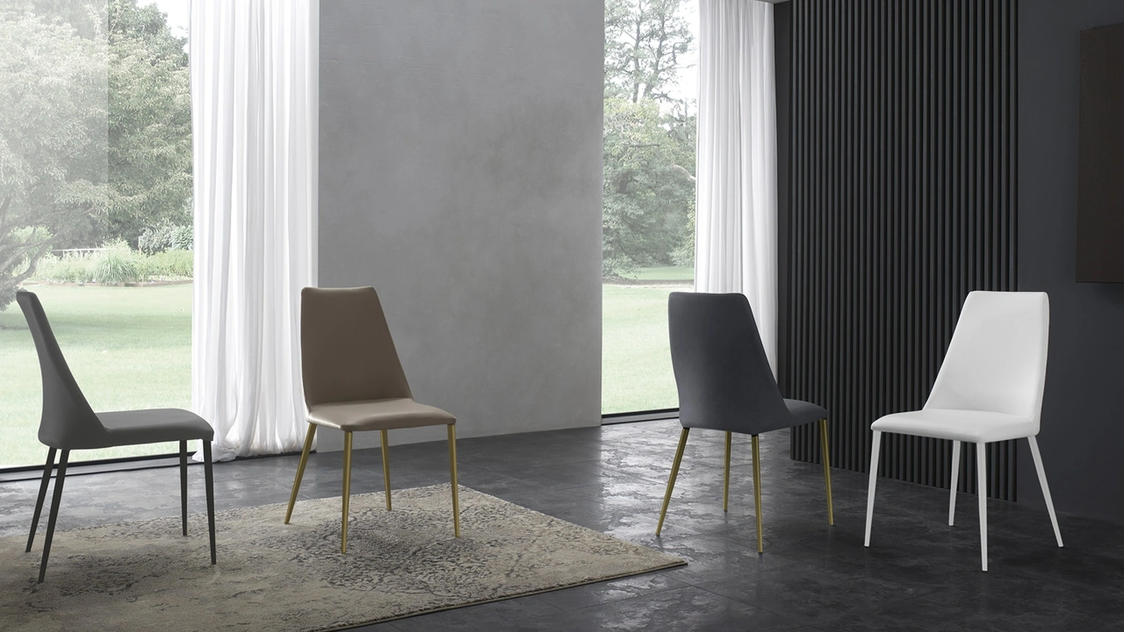 Sedia Branch in ecopelle o tessuto con struttura in metallo verniciato di Zamagna