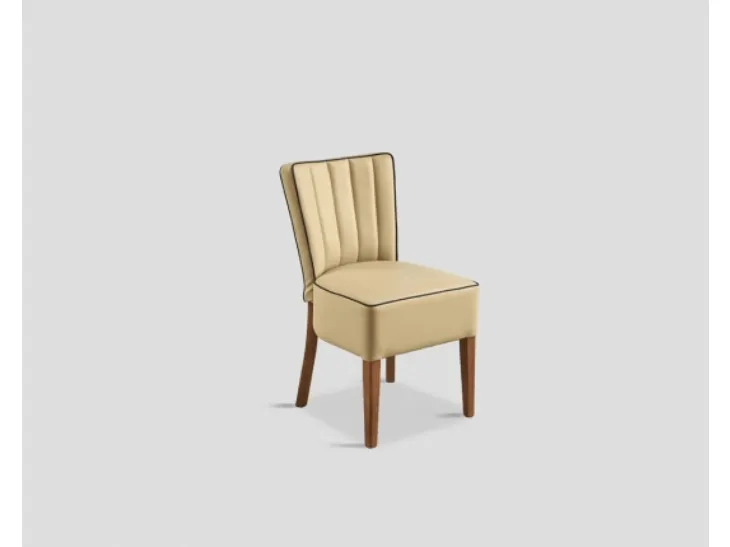Sedia DB0055713 faggio rivestita ecopelle Beige bordatura Testa di Moro di Dialma Brown