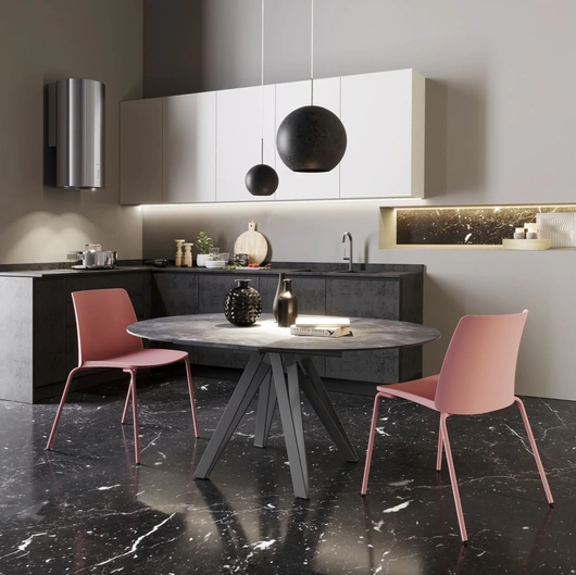 Tavolo allungabile Apple in ceramica ossido nero di Zamagna