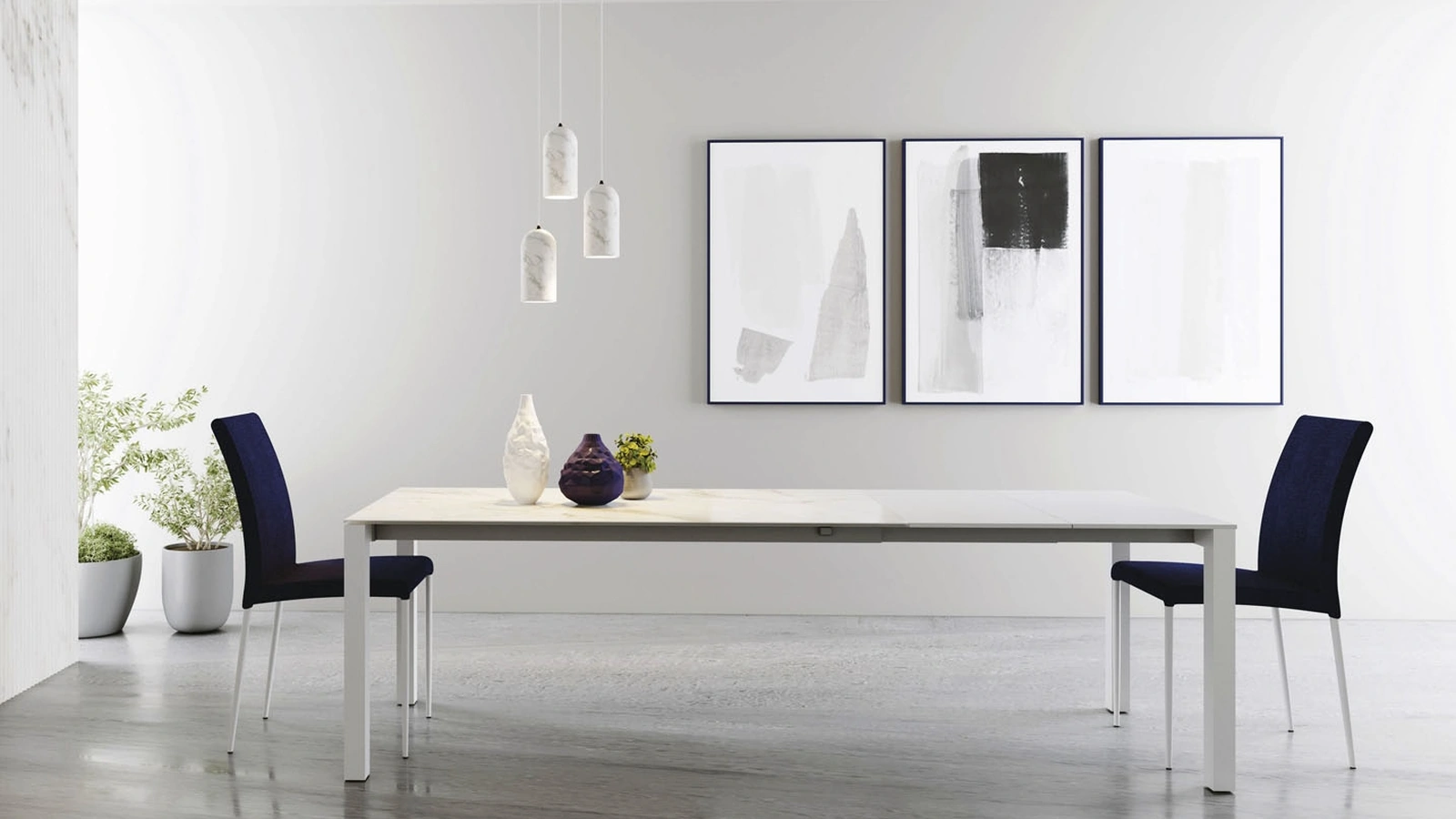 Tavolo allungabile Discovery in vetroceramica bianco di Zamagna