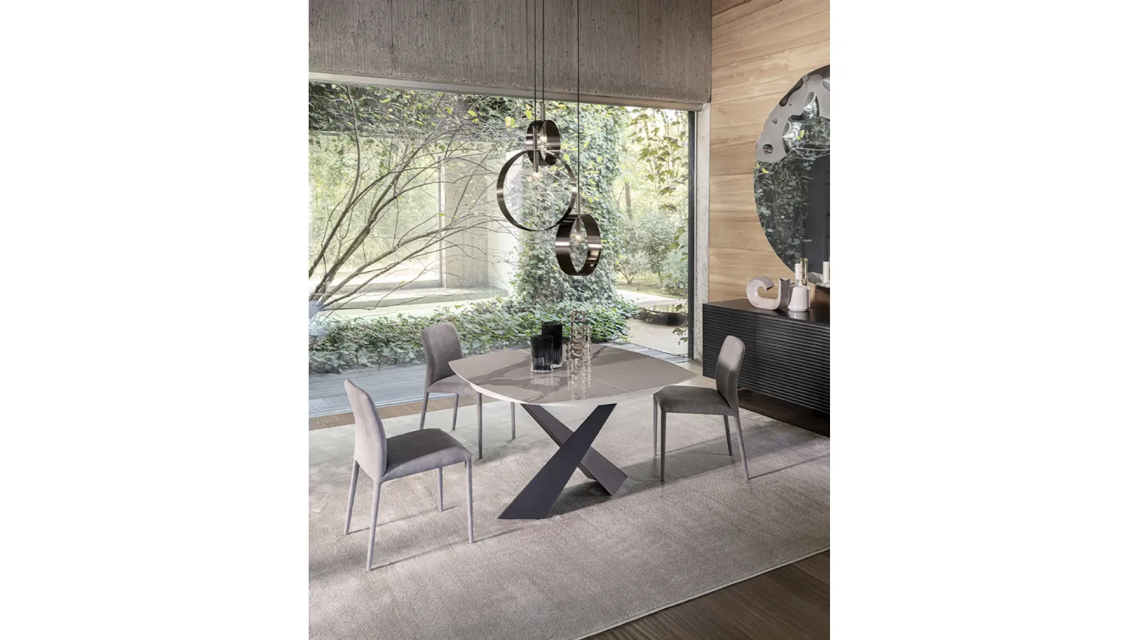 Tavolo allungabile in ceramica Living Square di Riflessi