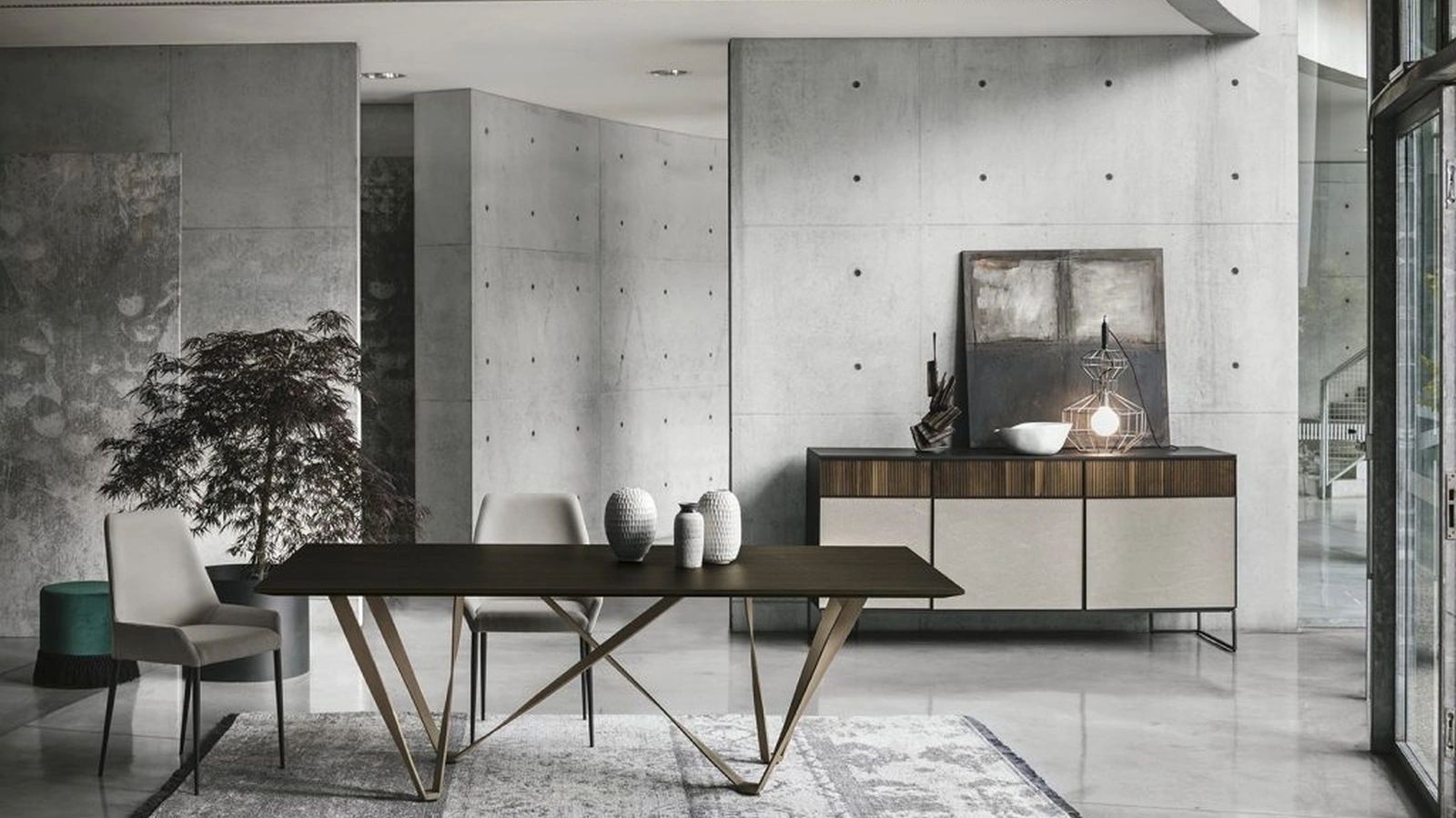 Tavolo fisso Wave finitura Rovere Moka di Sedit