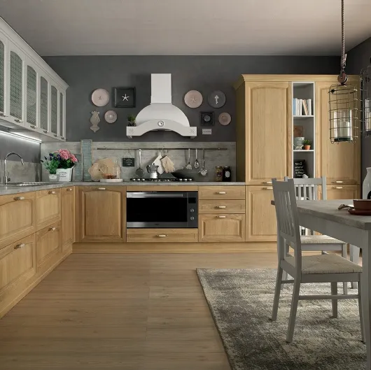 Cucina Classica angolare Mida 07 in legno di Rovere di Colombini Casa Artec