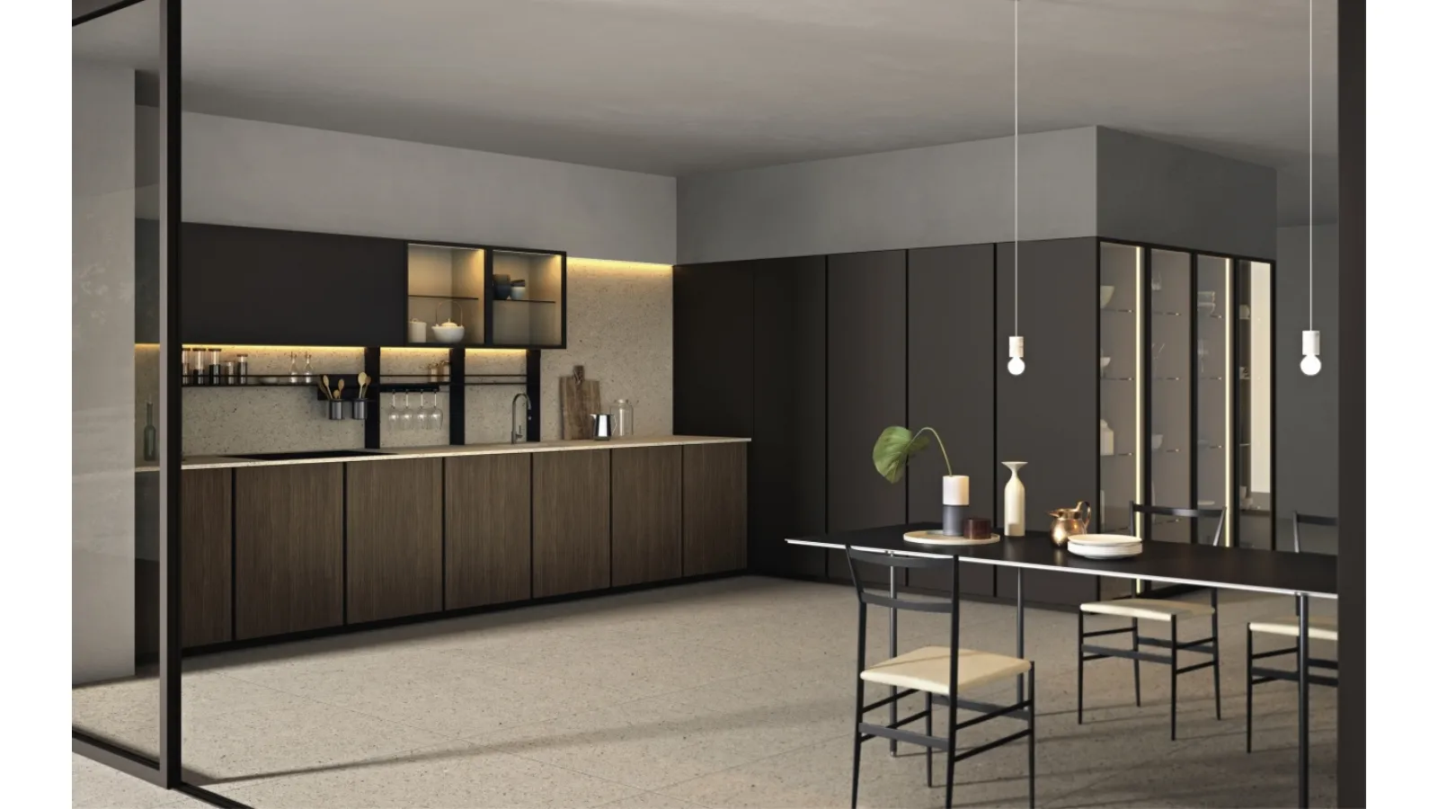 Cucina Design angolare Altea 07 in legno e laccato di Maistri