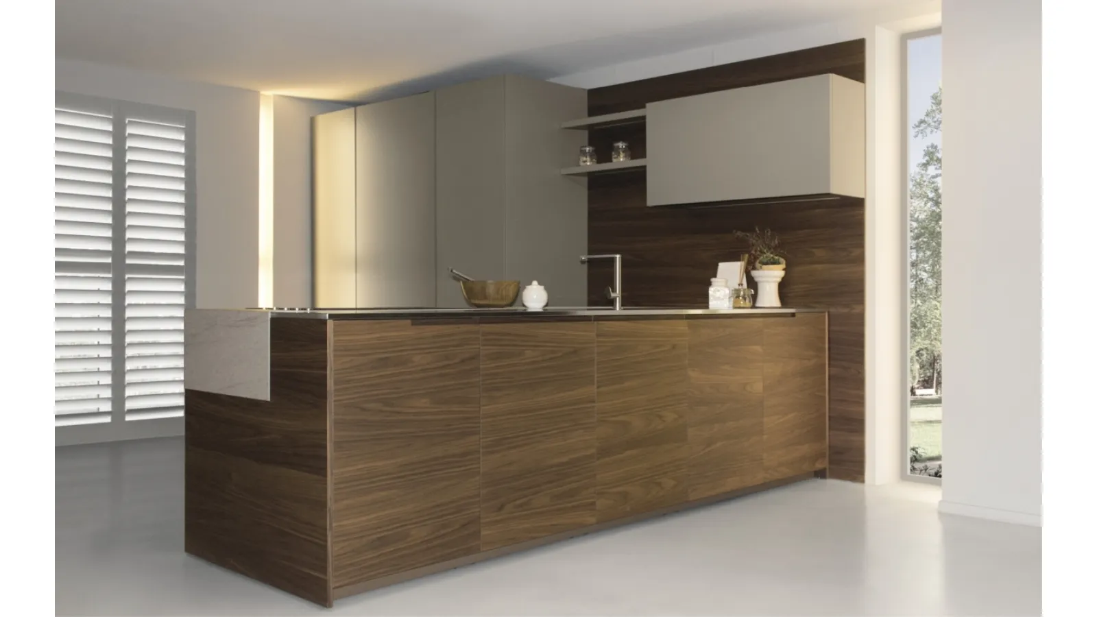 Cucina Design con penisola Arena in legno di Maistri