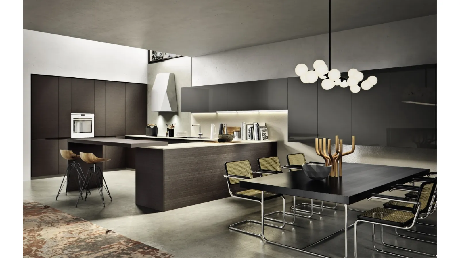 Cucina Design con penisola Arena in legno di Maistri
