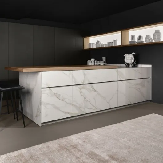 Cucina Design con penisola Giza in cemento e ceramica di Maistri