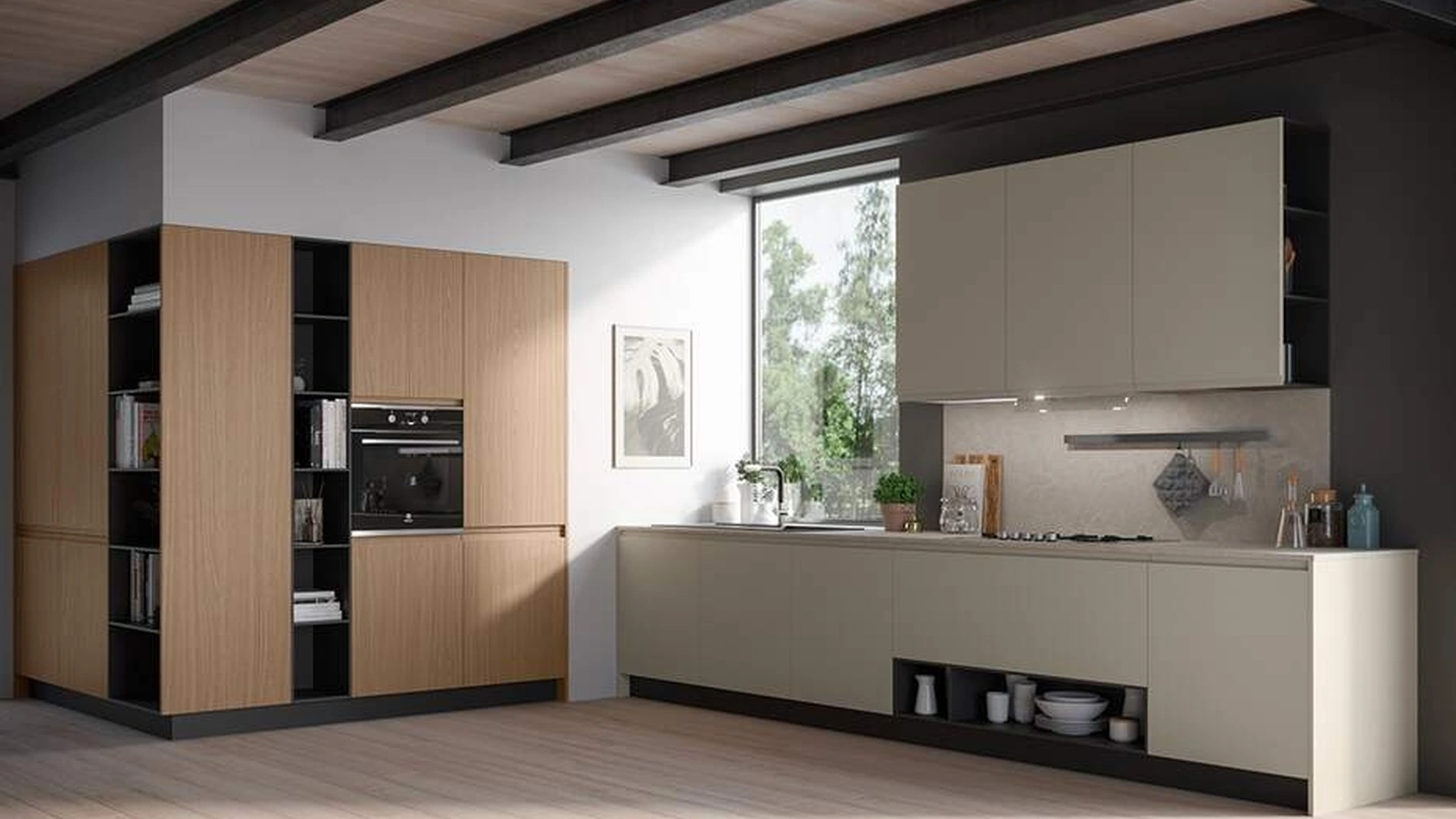 Cucina Moderna ad angolo Fly Composizione 05 di Prima Cucine