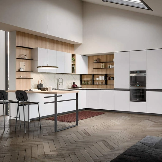 Cucina Moderna angolare con penisola Hera Composizione 03 di Prima Cucine