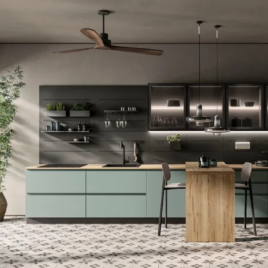 Cucina Moderna con penisola Pura in laccato opaco di Colombini Casa Artec