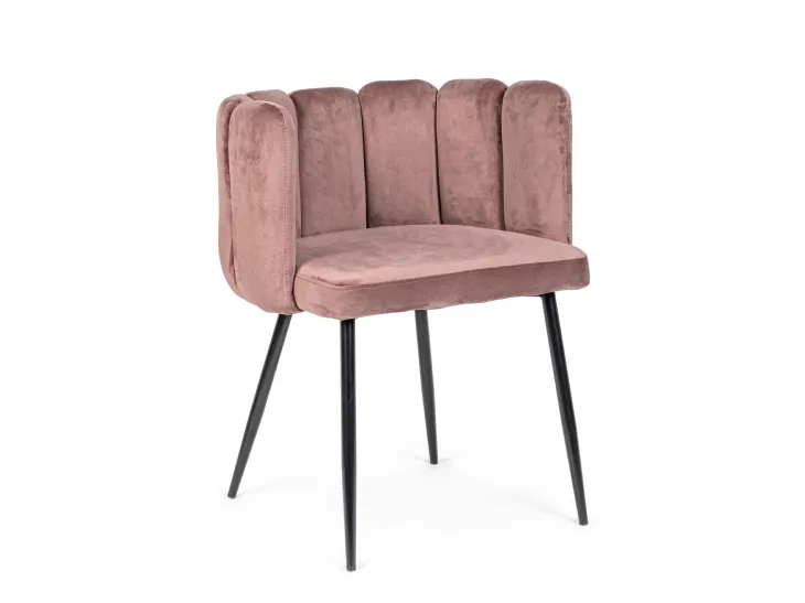 SEDIA PETALO VELLUTO ROSA