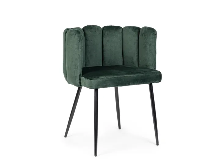 SEDIA PETALO VELLUTO VERDE